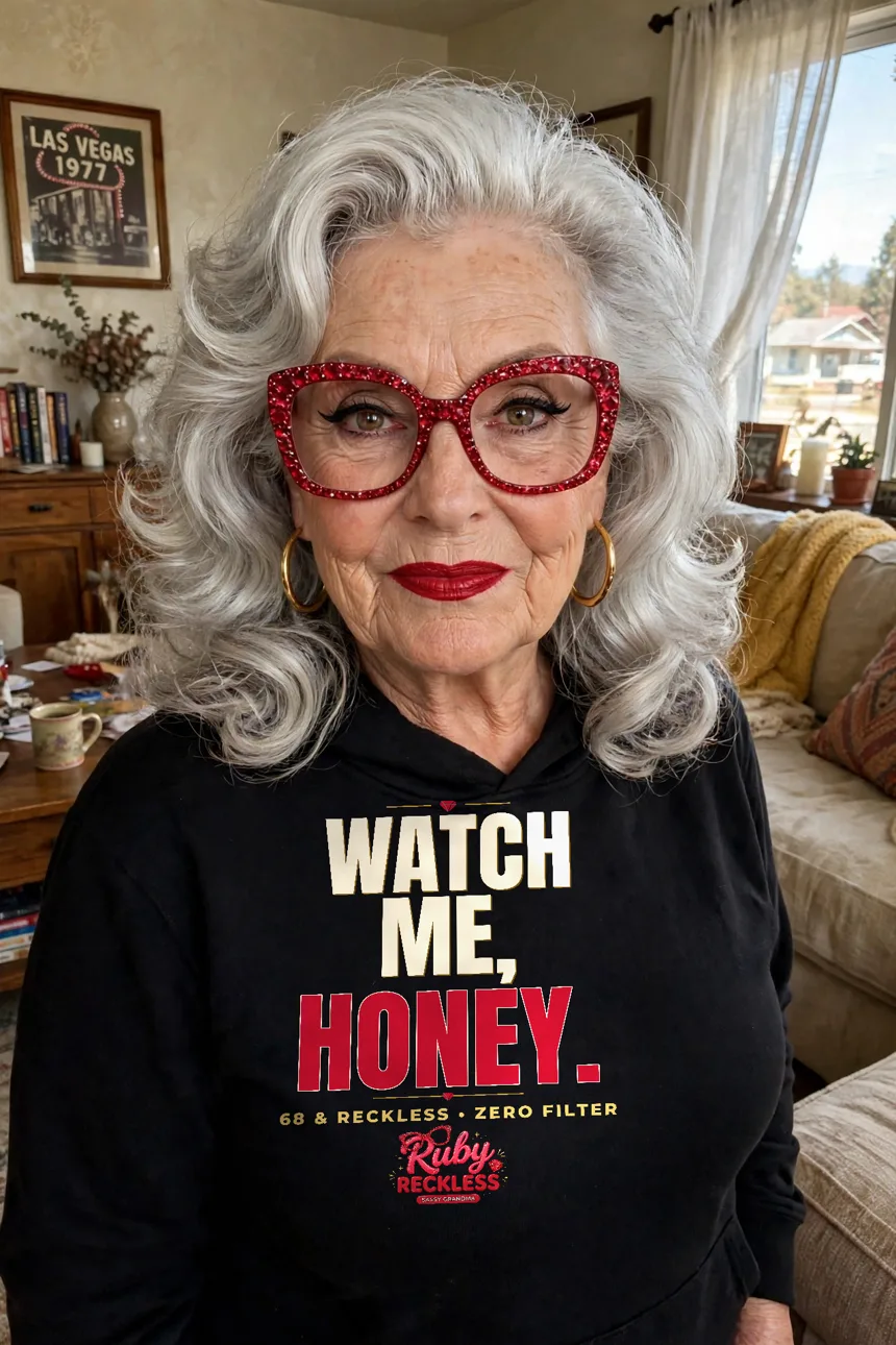 Watch Me, Honey hoodie mockup — Ruby Reckless catchphrase design